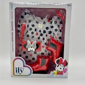 ILY 4ever Disney Minnie Mouse Floral Dress Set w Red Boots accessories NEW